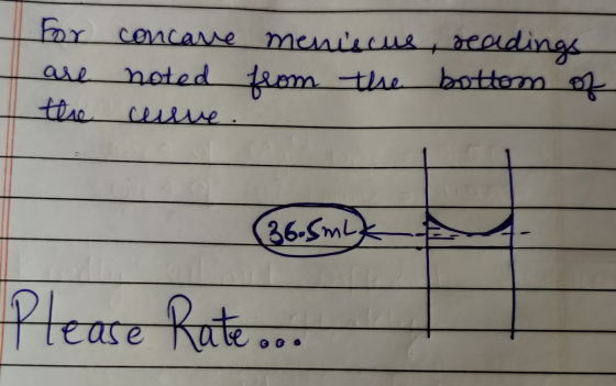 For are the concave meniscus, readings noted from the bottom of curve. (36.5 mLk Please Rate ...
