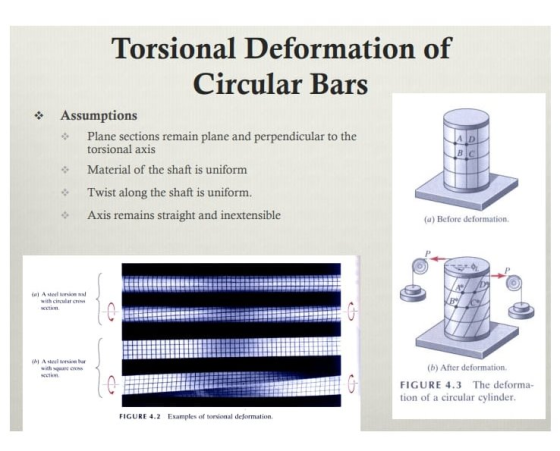 Torsional Deformation of Circular Bars • Assumptions Plane sections remain plane and perpendicular to the AD torsional axis M