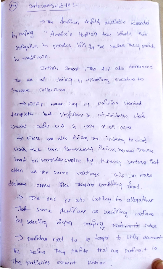 Controvermy of EHR - - The American Hospital anosialion Responded by saying Americax Hopitaly take senasly their obligation