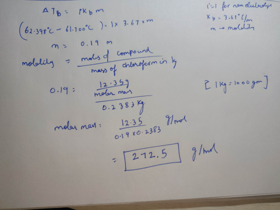 ATO pkbm ial for non elutrolyt Ky=3.6106/m m noblity (62-398°C - 61.700°c ). 1x 3. 67 m m= 0.19 m moblily - mols of compound