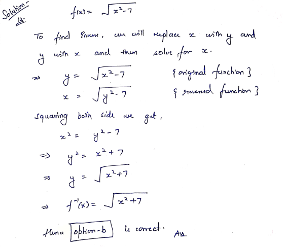 Solution f(x)= x²-7 lla 2 cesth y with x and then 2. as To find enreme, we will replace and solve for x2-7 ç original functio