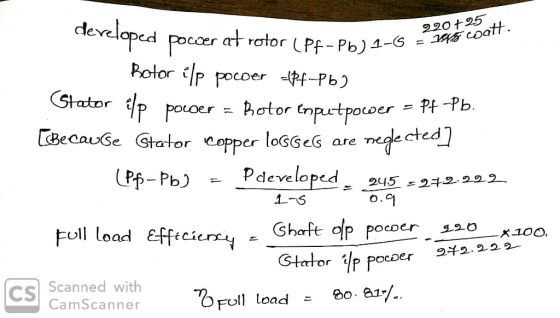 220+25 soy coatt. developed poccer at rotor (Pf- Pb) 1- %3D Botor ilp pocoer <pf-Pb) Gtator /p poLoer = Botor (nputpocoer = P