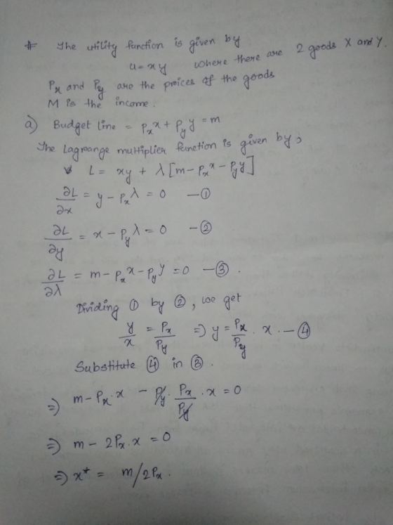 unction is given X and Y ohere thore ave 2 M the income g ake the peíces af the goeds he lag roange muHiplie Kine るX et Subs