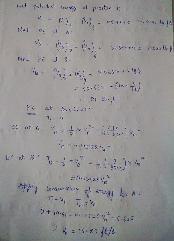 potentia enY Net bositon 1: ).). Net PE at A. C)..) S 60s -t 5.605t0 Net PE at B 32.664 +W9 32 C67-(10x1 21 b.t KEat positon1