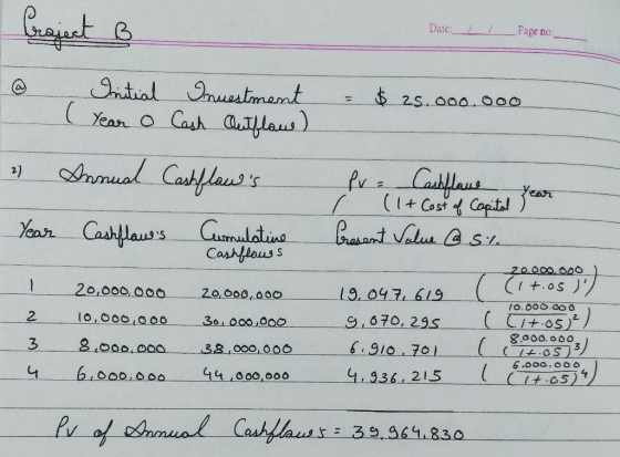 Ct Date: Page no: ntial nutmamt Year o Cash alaus) 2S. 00o. O00 amual Castflauss 2) (1+ Cost f Coptol Year Cashflauss Glate C
