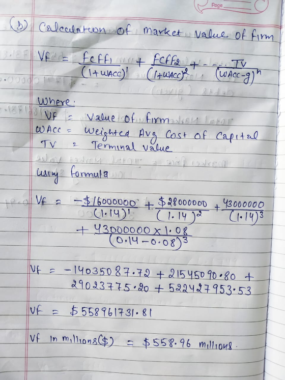 Page 6 Calculation of market value of firm Sole F VF - Feffinsit FCFE2 t (I+WACC) CI+WACC) .TV h en u (WACC-g) Where: VF & Va