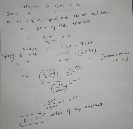 > N2 (9) +372 INM₂ (9) Q Initial Now, As 80 71% of original NM3 left at equilinsian 9991. of N ha dissoucity le 8x29 you- ² 0
