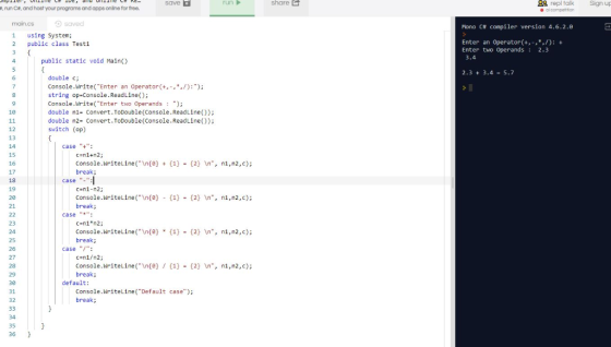 save un share repl talk Sign up , run Ce, and host your programs and apps online for free. D saved Mono C# compiler version 4