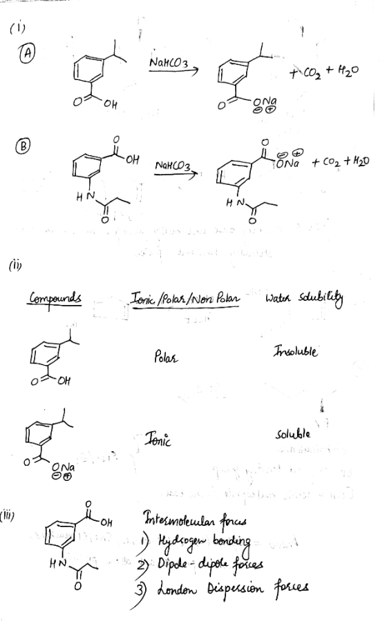 NaHCO3 + CO₂ + H₂O NaHCO3 ONA + CO2 +H₂O of the most pohtimine N compounds - Jonic (Polas/Non Polar Watch Sdubility Polar Ins