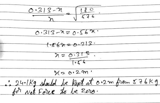 0.313- 1 180 - J 876 0.313-120.560 +86120313. 22 0.375, 120. 2m .: 2401Kg should be kept at 0.2m from 8 76kg for Net Force to