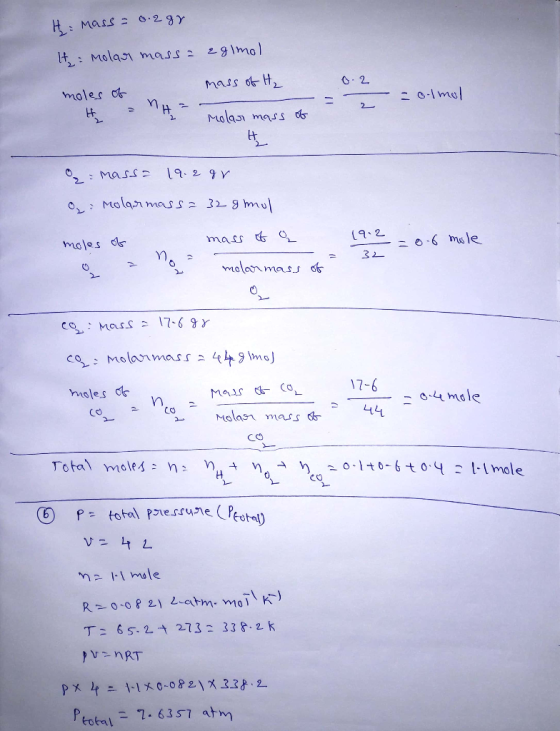 H: Mass - 0.2 gr It, Molar massa eglmol mass of H₂ moles of 0.2 - do-l mal H - H Molar mass of H : Mass 19.29 : Molarmassa 32