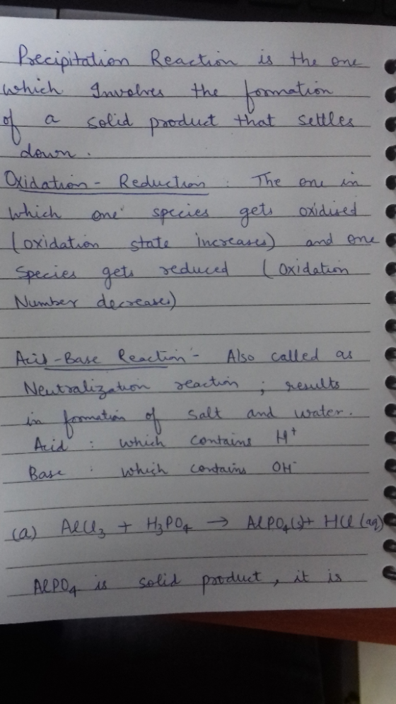 Precipitalien Reactun is the ca the faceteir Colid pacdut that Settles nchich 4avelats dleum Oxidatuen Reducten The ne specie