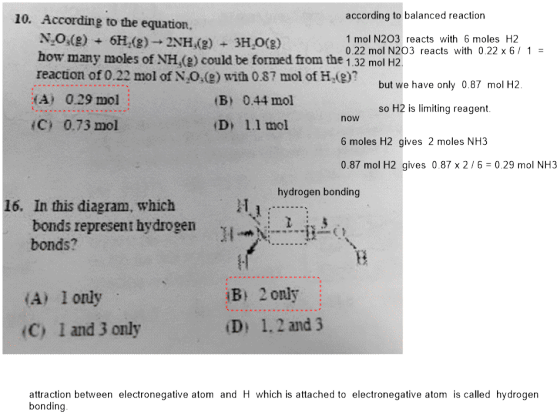 according to balanced reaction 10. According to the equation. NO(9) + 6H,(g) + 2NH.(g) + 3H.0(3) 1 mol N203 reacts with 6 mol