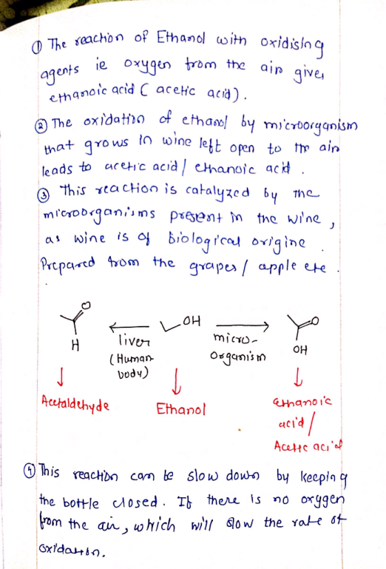 The reaction of Ethanol with Oxidis in a gents ie oxygen from the air ai ethgroic acid (acetic acid). The oxidation of ethano