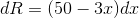 dR=(50-3x)dx