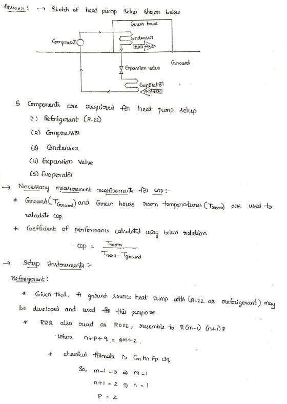 Anscen: → Sketch of heat pump Setup shown below Gureen house Condenser Comporossa Ground Expansion valve C Cuponlat87 Heat.fl
