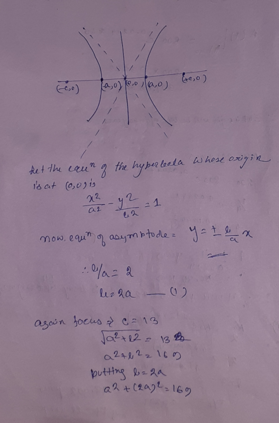 Eso) (aso. a.o (eo) het the laun of the hyper leola whose origin is at (60) now equn of asymptode Y = 1 l x /a=2 lezza - 1 ag