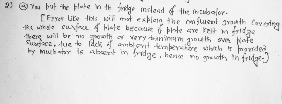 2) @ You but the blate in th fridge instead of the incubator [ Eyyor like this will not explain the confluent growth Covering