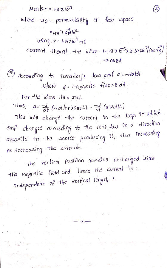 Moll2Y = 1-8 x 165 2 -7 where Mo = permeability of free space = HTXIENIA? using r= 1.177162 me corrent though the wire: 1-1.8
