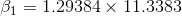 \beta_{1}= 1.29384 \times 11.3383