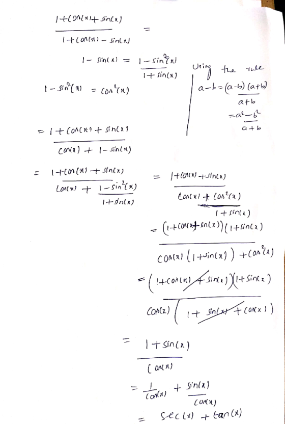 I +COM sinen) +Concal-sinca) 1- sini = 1 - sinken It sin(a) 1-sin? () = con u! he rule a-b=(a-b) (atb) atb cal_5 = atb 1+Conc