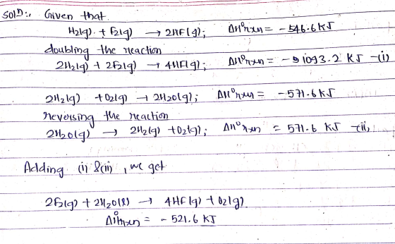 Sol):, Given that H219). + Faiq) 21419)..Aunty=.-546.6k doubling the reaction. 211217) + 27219)_74HFG; Allprogn=: - 91093.2 K