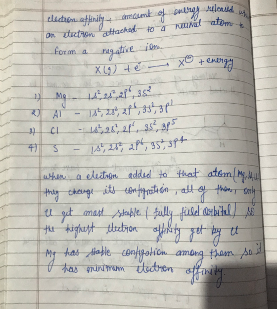 electron affinity amount of energy released we an etectron attached to a neurat atom to form a negative ion. X (9) te - XO +