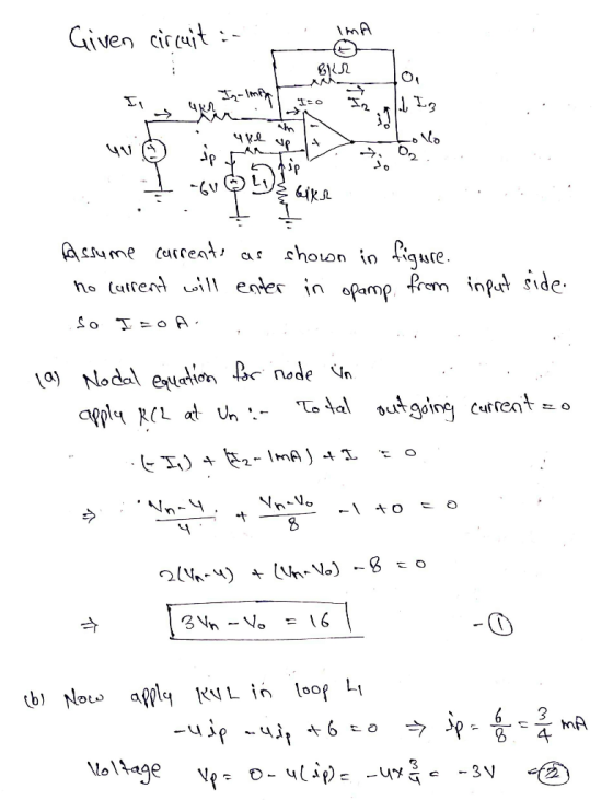 Given circuit :- K2 NP I guess bike Assume currents as shown in figure. no current will enter in opamp from input side. So IT