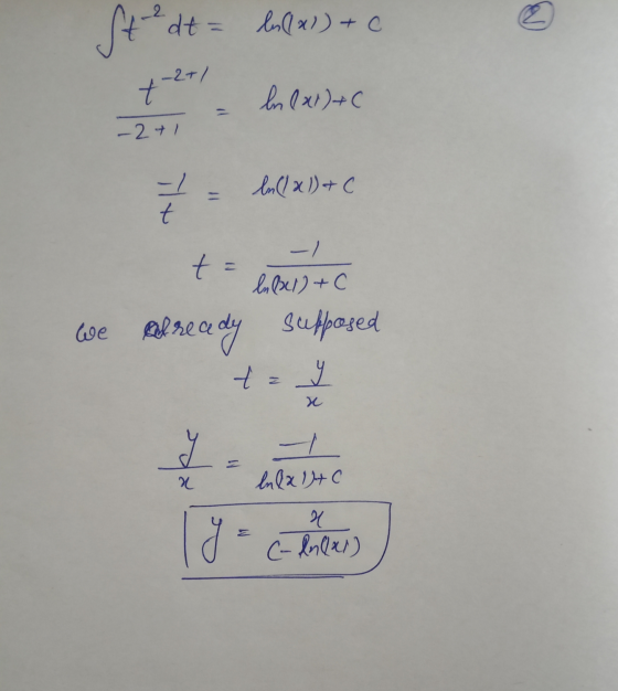 stedt = bn(x)) + c lal) + c - ln (xt) + c 1+C - 2 +1 ln (la)+C t = la Bel) +C We already supposed wczyce ly = center