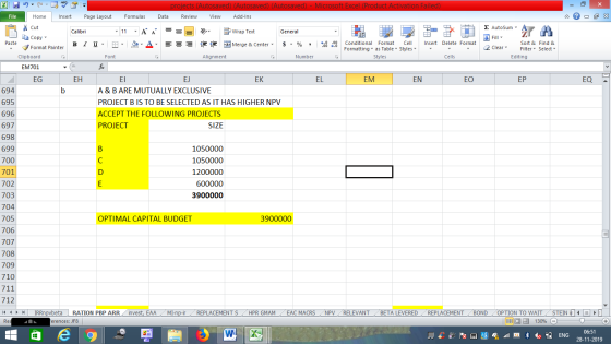 projects (Autosaved) (Autosaved) (Autosaved) - Microsoft Excel (Product Activation Failed) Data Review View Add-Ins File Home