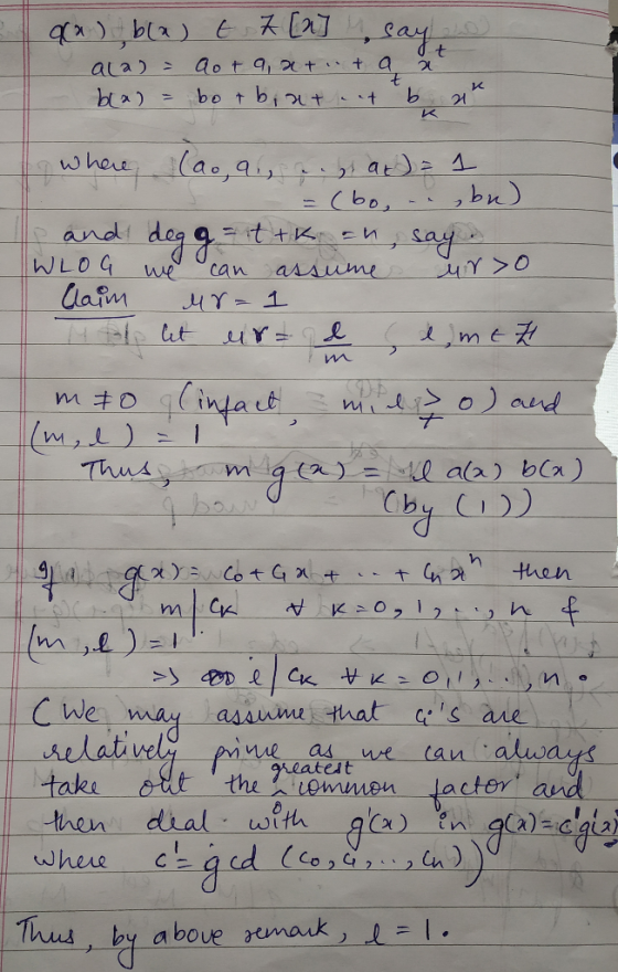 Ut ga) bla) t 7 [a 4 say ala) = ao ta, atuta a blan= bot bintant b, na where (ao, ai, gat) = 1 =(bo, e abu) and deg g = it tk