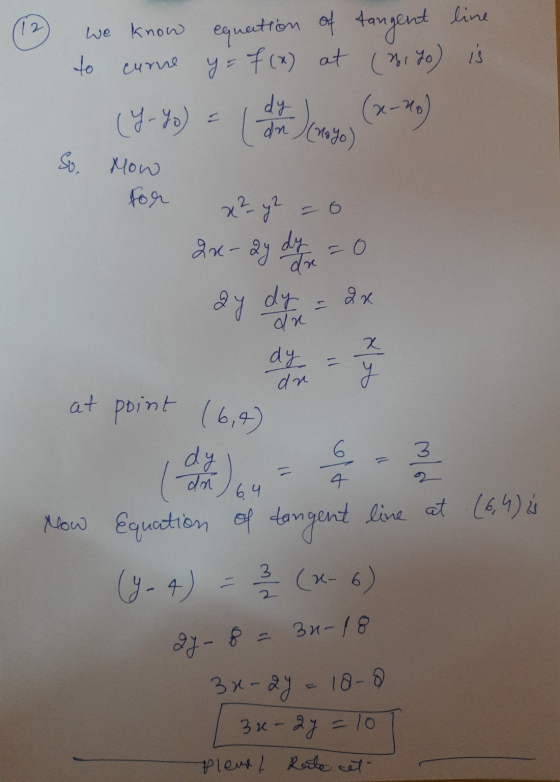 we know equation to carne y = f(x) at (%, 7o) is of tangent line (Y. Yo) = (an dy da (noto) Doc So. Mow for = 6 x² - y2 2x -