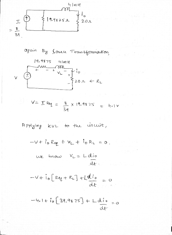 4 IMH 02 { 19.98754 32or again By Sonu Transformation, 19.9875 41MH * V io Lort RL V= I Req = 8 x 19.9875 - Hoiv 39 Applying