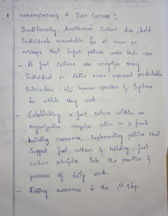 IMPLEMENTING A Just CULTURE Iraditionally, chealthcare Culture char cheld individuals accountable for all error or mishaps th