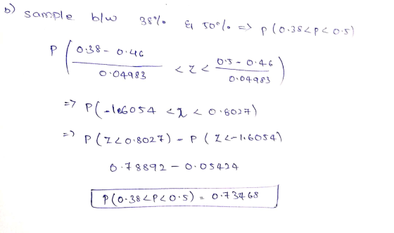 Sample bluw 38. p(0.38pOs) =} O38 P くこく O 04983 O 04983 7 Ple6os4 <1o.602 P (Z-60s4 P (Z0 8027) 6 8892 - OOS424 P(0-382P05) -