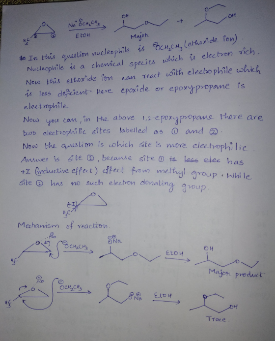 OH .OH Etoh Nat OCH₂ CH₂ 연 Major te In this question nucleophile is SCH,CH, (ethoxi ele fon) Nucleophile is a chemical specie