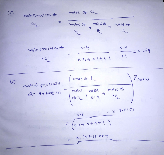 @ moke fraction of moles of co = moles of moles of moles of 4 0. 0.4 . mole fraction of 0 9 -0.364 오 1-1 8-4+0-1+0-6 (moles o