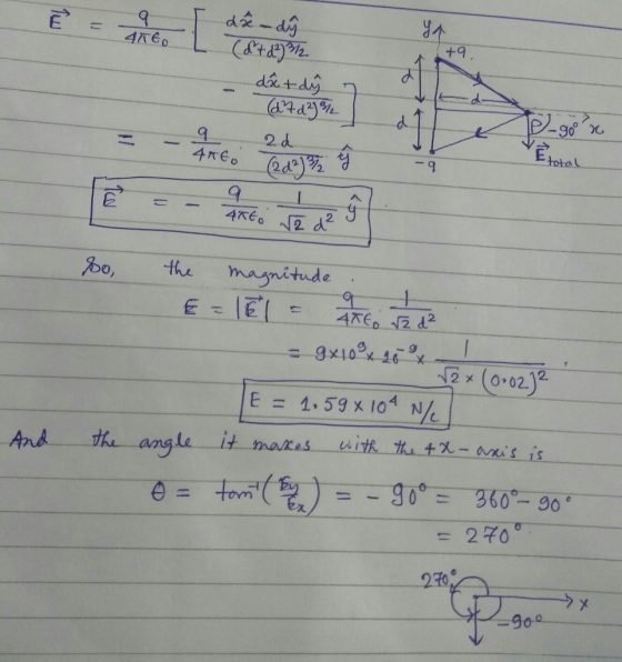 y个 d 49%. 9 %o, fhe manitude 12 (0,02) 2. E = 1,59 x104 Ne And the angle it maras witk tut-s is え go-d