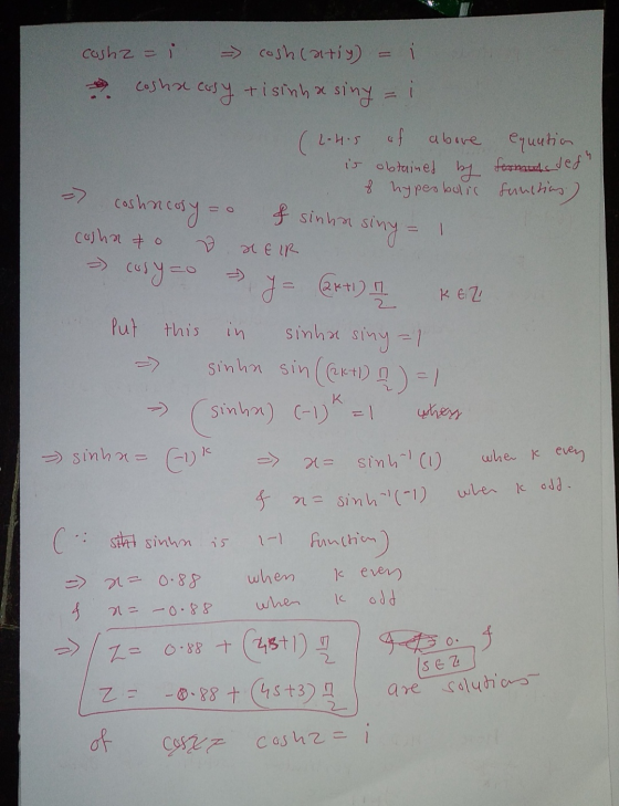 cosha la = i = cash catiy) = coshacosy risinha siny = i (2-45 of above is obtained by of hyperbolic equation, formule ded fu