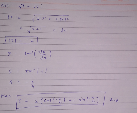 LOG √2- re (272+ (-12)2 2 + 2 ju 12 2 o tunt 2 O tant les o Klu then X z = 2 (cos(-3 ti sin Ang