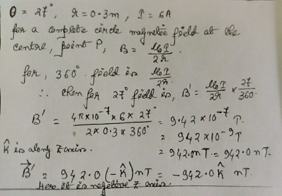 I= 6A ar .. then at, d= 0.3m , fer a complete eerde centre, point P, Br malynelee field at the for, 360° field in Moe then fo