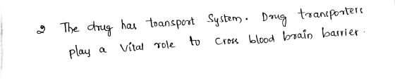 2 The drug has toansport System. Doug transporters play a vital role to cross blood brain barrier.