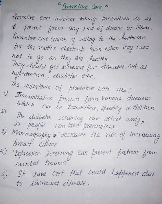 Preventive Care reventive care involvetaking precaution so as reventive care consists o visihng to the Healthcare not to o