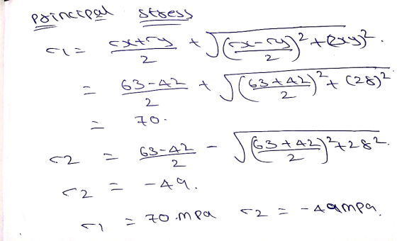 stress Principal .دوجديدي درء == (28) * (حدده له دوي . 10: ا هدا ( - حووو - 2 . - ۸ - - < ( P A - = 52 ) ) 70 - ری
