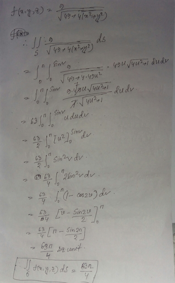 2 ffery, z) Geht wh rah ds JSE S √ 49 +4(x242) Sin Sim Sinu 63 2 ay 494 5442-1 dude √ 49 +4.4gu? g. itu sunset -dudv. 7. 4u²1