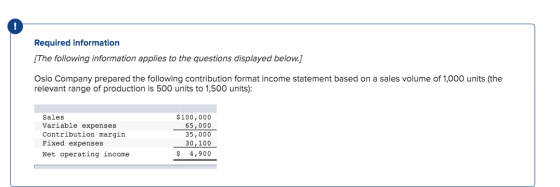 Required information [The following information applies to the questions displayed below.) Oslo Company prepared the followin