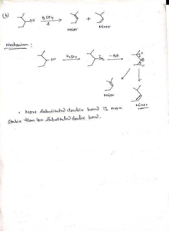 Minor Major Nechanim -o H2Soy Major More ubtitufd double bond more Stable tom lem &ubfteted deubie bond