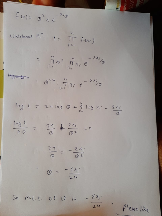 f (x)= ora e 170 Uklihood for T fail {dilo 2 Toli e 2n n e ? {xilo Tali e CI log L an log + Ims logai {ali CO log L 29 + Exi