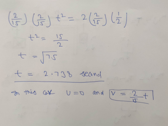 ()() 2 (2) ر) 2 2 ) = IS t = 2S t 2013 second In this case 0 = ا and V - 22