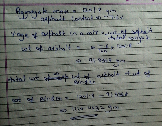 mat Aggregate (2012 go asphalt content a 7.6%. Yage of asphalt in a mixato cosphalt weight wt of alphalt 76% go total wt of a